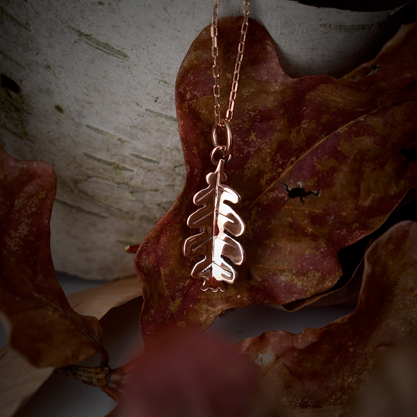 10kt gold Oak Pendant