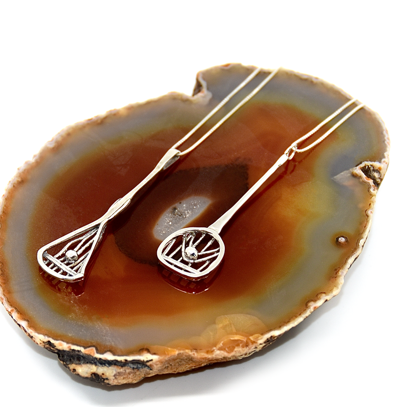 Sterling Silver Lacrosse Goalie Stick pendant
