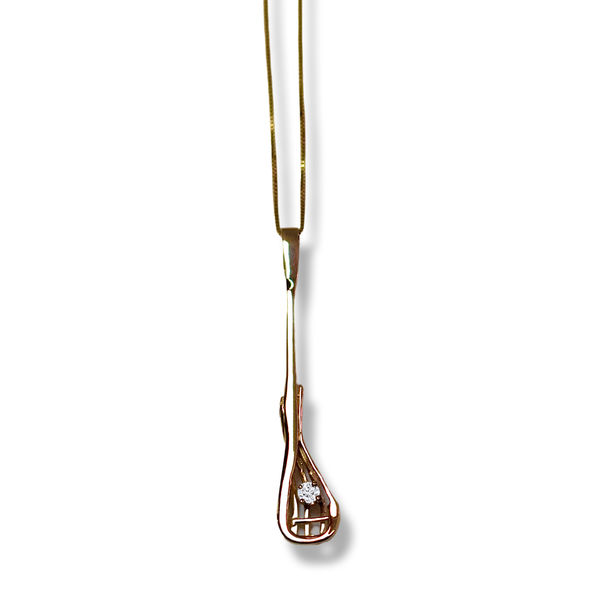 14kt Gold Diamond Lacrosse Pendant