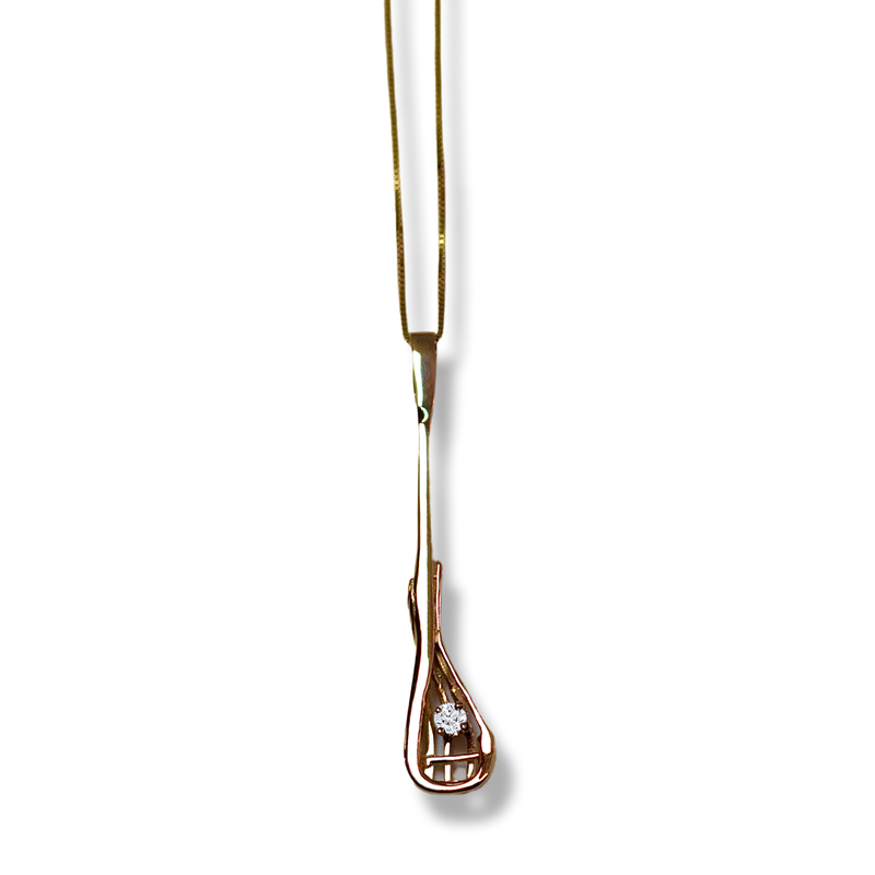 14kt Gold Diamond Lacrosse Pendant