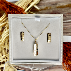 10kt Gold Birch Pendant & Earring Set