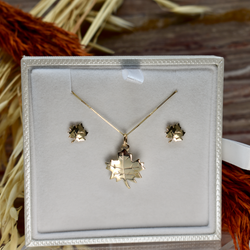 10kt Gold Maple Pendant & Earring Set