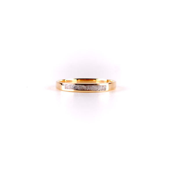 18kt yellow gold 2.5mm White Wampum Inlay Band