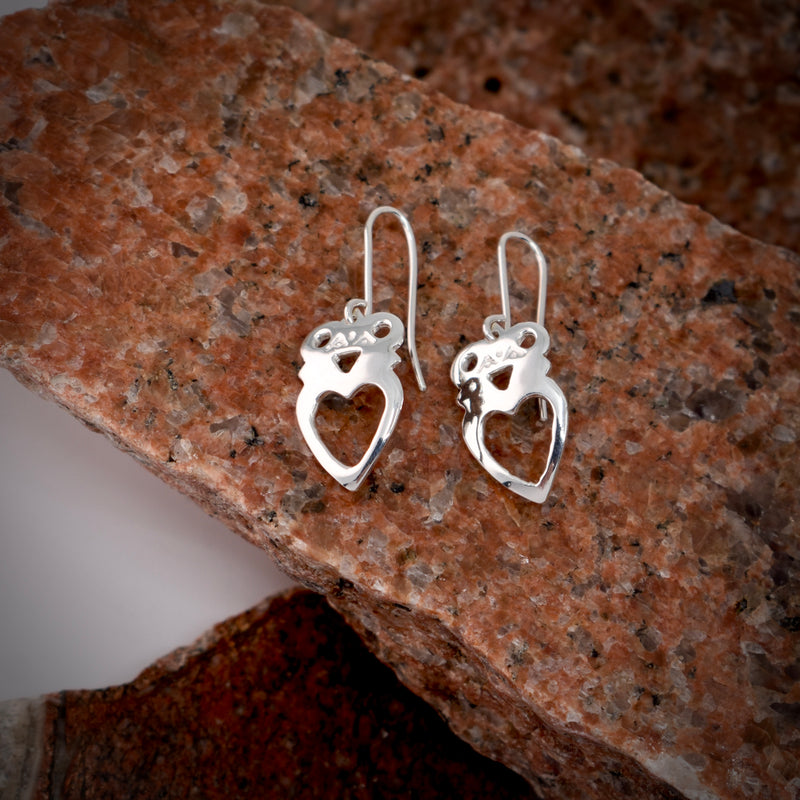 Crowned-Heart silver earrings