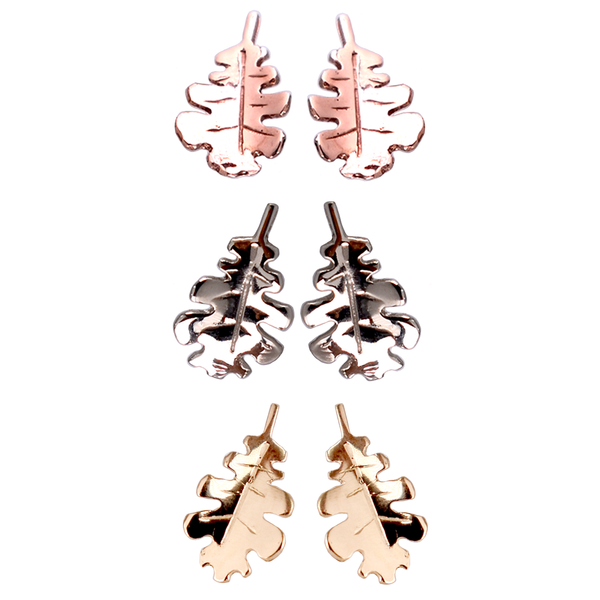 10kt gold Oak Leaf Studs